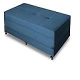 Puff Cama Casal Dobravel Com Rodízios Lindecor -Azul-