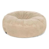 Puff Cama Gigante Redondo Em Suede 80x20 Com Enchimento Sala Cor Bege