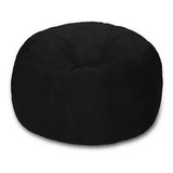 Puff Cama Gigante Redondo Suede 120x40 Com Enchimento Sala Cor Preto