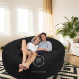 Puff Cama Gigante Redondo Suede 120x50 Com Enchimento Sala