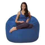 Puff Cama Gigante Redondo Suede 120x50 Com Enchimento Sala
