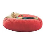 Puff Cama Gigante Redondo Suede 140x20 Com Enchimento Cor Vermelho