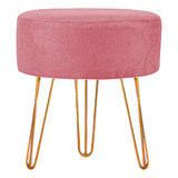 Puff Decorativo Banqueta Pé Aramado Redondo Sala Suede Cores Cor Bronze Rose