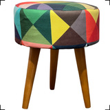 Puff Decorativo Banqueta Pé Palito Milão Suede Cores Cor Triangulo Colorido