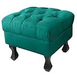 Puff Decorativo Em Captonê Retrô Luis Xv Suede Azul LM DECOR