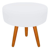 Puff Decorativo Lavinia Suede Pes Castanho Branco
