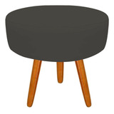 Puff Decorativo Lavinia Suede Pes Castanho Cinza