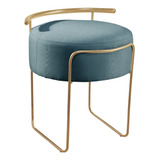 Puff Decorativo Para Sala De Estar Em Linho E Base Metal