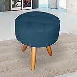 Puff Decorativo Redondo Moderno Resistente Azul Marinho 