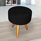 Puff Decorativo Redondo Moderno Resistente Preto 