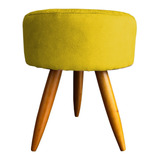 Puff Decorativo Sala Poltrona Pé Palito Milão Suede Amarelo