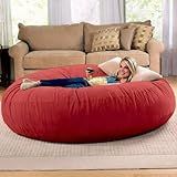 Puff Gigante Redondo- 140cm X 20cm- Suede Ou Couro Sintético- Vermelho- Sem Enchimento