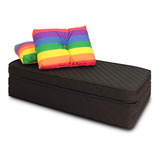 Puff Multiuso 3 Em 1 Casal Com Travesseiro Em Suede