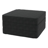 Puff Multiuso 3 Em 1 De Solteiro Colchão Colchonete Almofada Com Enchimento E Zíper Estilo Nórdico Minimalista Versátil Cor Preto