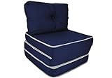 Puff Multiuso 3 Em 1 Solteiro Azul Confort Com Travesseiro