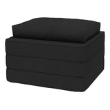 Puff Multiuso 3 Em 1 Solteiro Com Travesseiro Almofada Estilo Nórdico Minimalista Cor Preto E led Brasil