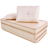 Puff Multiuso Gigante 3 Em 1 Casal Jacquard Bege travesseiro