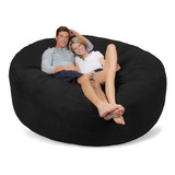 Puff Para Casal Luxo Gigante De Suede Ótimo Acabamento Vazio Cor Preto