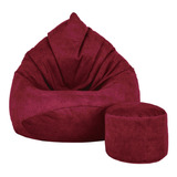 Puff Pera Tecido Suede Apoio Pés Game Jogos Decoração Cor Vermelho