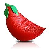 Puff Pimenta Grande Unissex Em Corino Vermelho