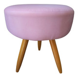 Puff Puf Decorativo Lavínia Suede Rosa Pés Caramelo