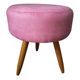 Puff Puf Decorativo Lavínia Suede Rose Pés Palito