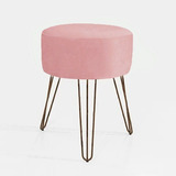 Puff Puf Suede Cores Pés De Ferro Rosê Gold Para Sala E Hall
