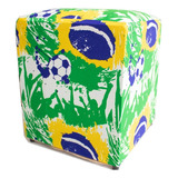 Puff Quadrado Copa Brasil Macio Confortavel 1 Unidade 