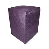 Puff Quadrado Reforçado Em Suede - Banco Multiuso Colorido E Estampado Para Quarto- Sala E Penteadeira-ROXO SUEDE-