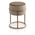 Puff Redondo Banqueta Macio Para Sala De Estar E Penteadeira Camarim Estilo Industrial Base Argola Cobre Cor Off White Juguilo