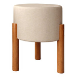 Puff Redondo Decorativo Bege