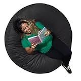 Puff Redondo Gigante Almofadão Com Enchimento Decoração Festas Eventos Quarto Sala -Preto-