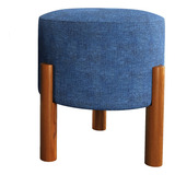 Puff Redondo Pés Palito Sala Decoração Escritório Cor Azul 