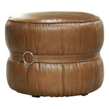 Puff Redondo Senepol 0401 Couro Legitimo Leather Capuccino T