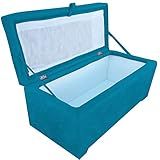 Puff Retangular Baú Pé De Cama Solteiro Porta Brinquedos Turquesa Moveis Aguias