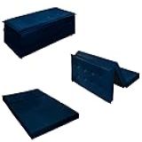 Puff Vira Cama Casal Para Descanso - Diversas Cores -Azul-