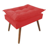 Puffe Opala Suede Vermelho Tipo Inglês