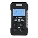 PULITONG Detector De Gás Monitor Portátil De 4 Gases Com Alarme Sonoro E Visual H2S O2 Co E Ex Alarme Farejador De Gás Recarregável Com Display Lcd Preto 