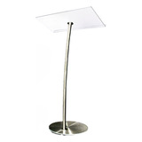 Púlpito Hillsong Tubo Slim Aço Inox Acrílico Base Aço Inox