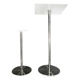 Púlpito Mesa Com Base Aço Inox E Acrílico Hillsong