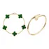 Pulseira 1 + 1 Bracelete Trevo Folheados Ouro Amarelo Kit