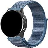 Pulseira 20mm Nylon Loop Compatível Com Galaxy Watch Active 1 E 2   Galaxy Watch 3 41mm   Galaxy Watch 42mm   Amazfit GTR 42mm   Amazfit GTS   Amazfit Bip  C7   Azul 