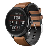 Pulseira 22mm Couro Híbrida Para Samsung Galaxy Watch 3 45mm Cor Marrom