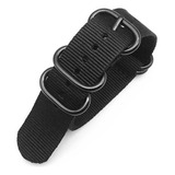 Pulseira 24mm Nylon Nato Zulu Compatível Com Ticwatch Pro 5 Cor Preto