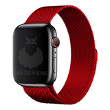 Pulseira Aço Magnetico Milanese Vermelho Compatível Com Apple Watch 38/40/41mm
