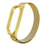 Pulseira Aço Metal Milanese Compativel Com Mi Band 3 4 Cor Dourado