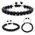Pulseira Ajustavél Pedra Lava Vulcânica Natural Preta Ônix