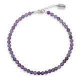 Pulseira Ametista Prata 925 Comprimento Para Pulsos De 19 Cm Até 22 Cm Ajustável Com Corrente Extensora