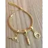 Pulseira Berloques Policial Revolver Bala Algema Folheado