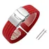 Pulseira Borracha Silicone 18 20 22 24mm C/ Fecho Deployant Cor Vermelho Largura 24 Mm